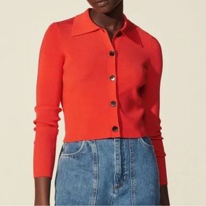 Sandro Cropped Cardigan with shirt collar